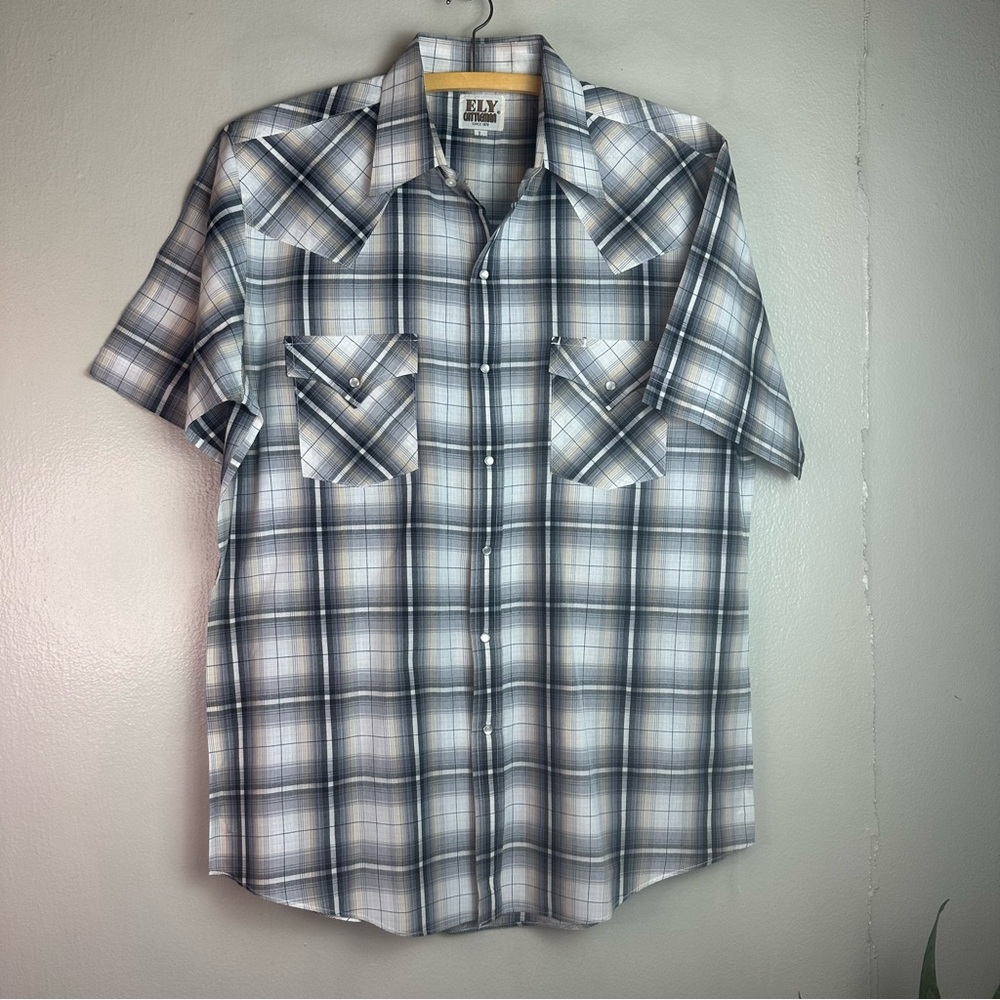 Ely Cattleman Men’s Short Sleeve Western Snap Shirt Sz L